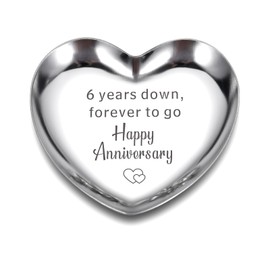 6th Anniversary Iron Gifts for Her Him 6 Year Anniversary Iron Gifts 4" Ring Holder Dish Jewelry Tray Wedding Gifts for Wife Husband Valentines Sweetest Day Gift for Women Couple
