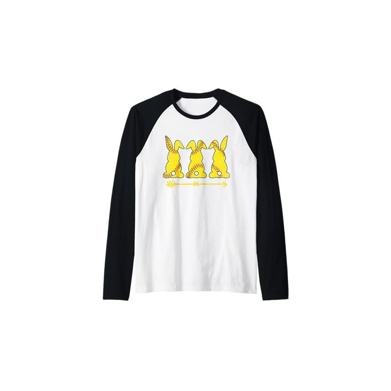 Funny Softball Sports Easter Bunny Rabbits Easter Day Raglan Baseball