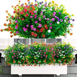 Quanfairy 10pc Artificial Flower Outdoor UV Resistant Fake Plant Wedding Home Garden Decor