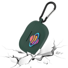 Geekria - Funda de silicona compatible con Sony WF-1000XM5 True Wireless Earbuds, funda protectora para auriculares con gancho para llavero, puerto de carga accesible (verde oscuro)