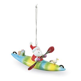 Cape Shore Santa on a Kayak Resin Christmas Ornament