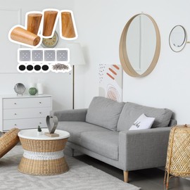 Yibuy 4 x Oak Wood Oblique Conical Furniture Cabinet Wooden Furniture Leg for Sofa 10 cm Height