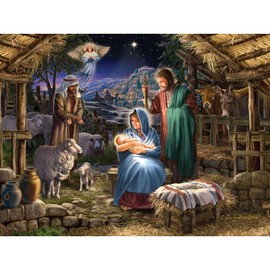 Bits and Pieces - 300 Piece Jigsaw Puzzles for Adults - 300 pc Large Piece 'Nativity' Christian Christmas Puzzle by Liz Goodrick-Dillon - 18" x 24"