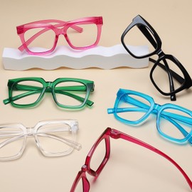 Gr8Sight 6 Pack Oversized Reading Glasses with Metalless Screwless Spring Hinges Women Readers +1.75