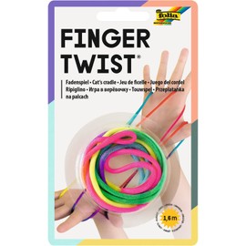 folia 33177 Finger Twist Thread Game, in Trendy Rainbow Look, approx. 160 cm Long, Finger Game for Boys and Girls from 5 years, Ideal as a Small Gift, Party Bag and for the School Playground