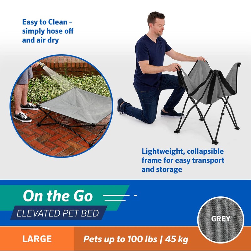 Coolaroo On The Go Pet Bed - Steel Grey -