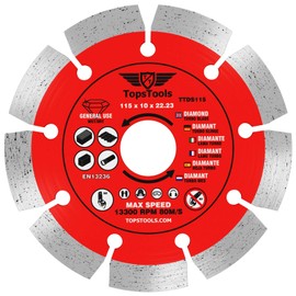 3 x TopsTools TTDS115_3 115mm (4.5") x 10mm x 22.23mm Bore Segmented Diamond Angle Grinder Circular Saw Blades Compatible with Bosch Dewalt Makita Milwaukee and Many Others