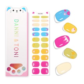 DANNI & TONI Kids Gel Nail Strips Diamond Crown Heart Accent Nails Salon-Quality Peel & Stick Manicure for Children (Age 6+)– Safe, Long-Lasting, Easy to Apply |Candy Crown