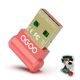 USB Bluetooth Adapter for PC - QGOO Bluetooth Dongle 5.3 EDR, Wireless Receiver for Desktop Computer Laptop Windows 8.1/10/11（red-037）