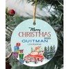 Merry Christmas Ornament with Custom Name Quitman Louisiana LA State