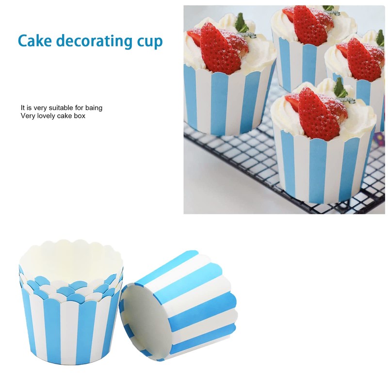 Cupcake Cases, 50PCS Elegent Muffins Baking Cups Blue and White
