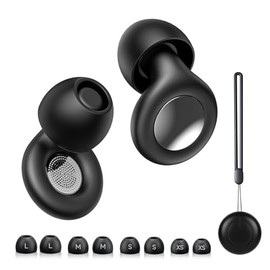 Tapones para Oídos para Dormir 45 dB, Tapones Auditivos Reutilizables de Silicona (8 uds), Protectores Auditivos y Canceladores de Ruido para Dormir, Deportes y Estudio (negro)