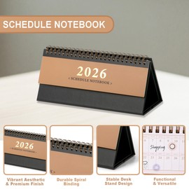 JUNKJWBZ Small Desk Calendar 2025-2026 Standing Flip Mini Desktop Calendar Use Now to Dec 2026 350 gsm Thick Paper Twin-Wire Binding for Home Office School