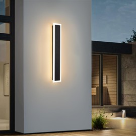 BIEOCUR Modern Outdoor Lights Led Outdoor Sconce 12W Porch & Patio Light Frosted White Acrylic Exterior Light Fixture Watetproof Suitable for Garage,Entry,House 23.6in