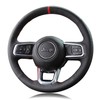Black Side Perforated Leather Red Marker Steering Wheel Protector Cover