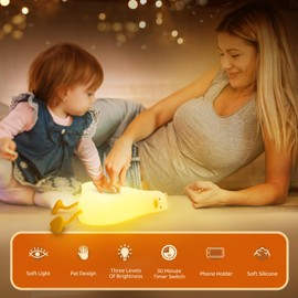 MAGOHMT Existential Crisis Duck Lamp - 3-Level Dimmable Rechargeable Night Light for Kids Breastfeeding & Nursery | Silicone, Touch Control & Lying Flat Design, Toddler Room Safe (Ducky Lay Lamp)