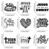 9/12Pcs,Pocket Size Jesus Vinyl Iron-on Heat Transfer Stickers, Floral Letters,