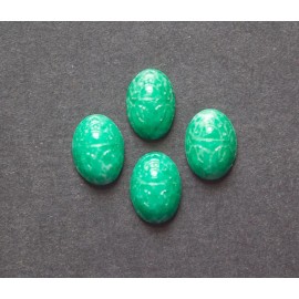 Yummy Treasures Vintage Mottled Jade Green Scarab Glass Cabochons 14X10mm (6) cab319KK