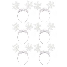 Lezevn Snowflake Headband Christmas Feather Glitter Snowflake Hair Hoop for Girls Party Banquet Hair Accessory (6)