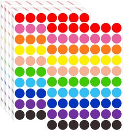 1260 PCS Colored Dot Stickers,3/4" Colored Circle Stickers,10 Color Style Sticky Dots,Garage Sale Price Stickers,Round Color Coding Dot Labels Circle Labels