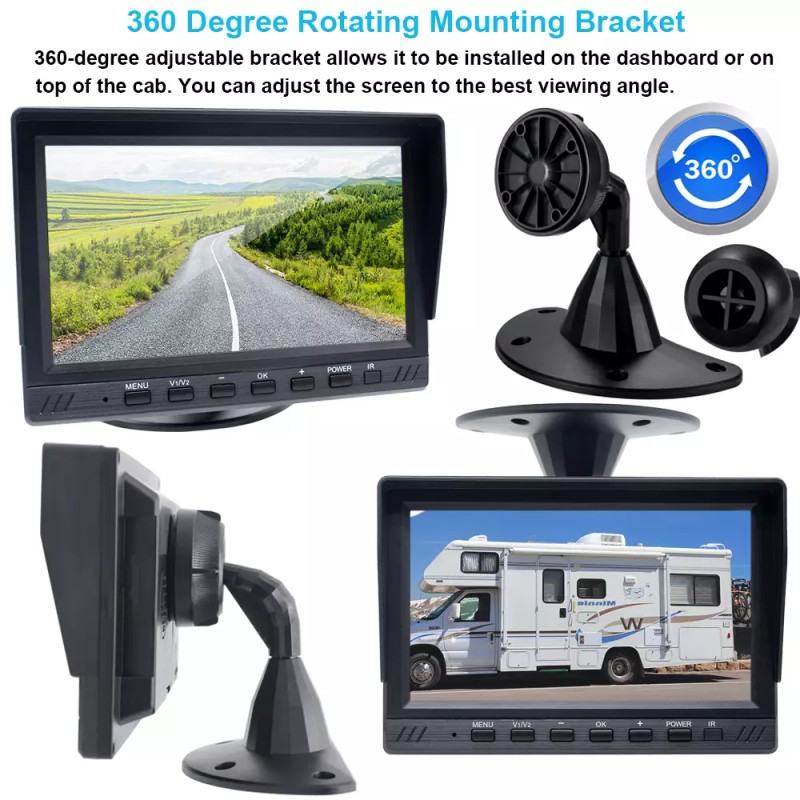 YuanTing 7" Monitor+2x Wired 4Pin Backup Rear View Camera System