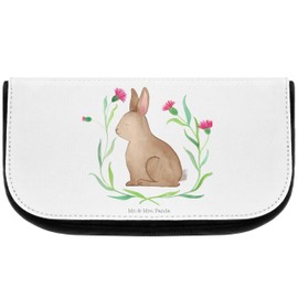 Mr. & Mrs. Panda Sitting Rabbit Cosmetic Bag, White, Hand Drawn