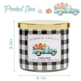 Pumpkin Candle Fall Candle Pumpkin Vanilla Secented Candle Autumn 3 Wicks Large Candle 14 oz