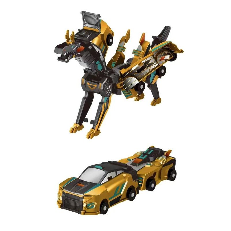 A transforming car toy. When two cars collide, they transform.