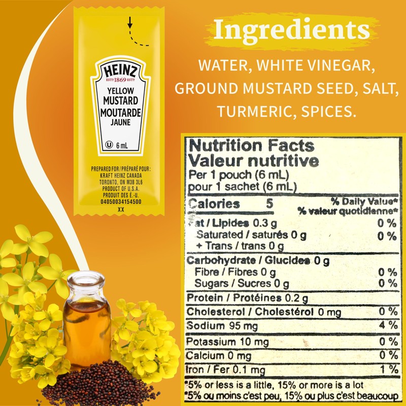 Heinz Condiment Packets Ketchup and Mustard (100 Total; 50 Each