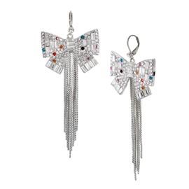 Bow Fringe Chandelier Earrings,MULTI,374192RHO966