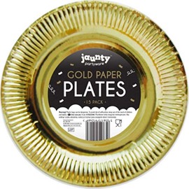 Jaunty Partyware 15 Gold Round Paper Plates (Diameter 9")