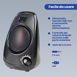 Ewent EW3527 Speaker 2.0 with USB Power Supply and Integrated Volume Control | Power 10 W | Connection 3.5 mm Jack | Compact Speaker for PC, Laptop, Smartphone and Tablet