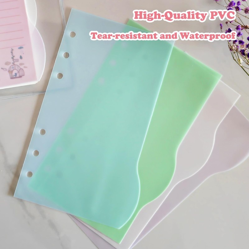 DY.2ten 16 Sheets/4 Sets Folder Dividers A6 6 Holes Plastic