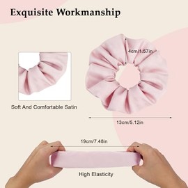 SEVEN STYLE Coleteros de satén para mujer: juego de 8 coleteros de seda en tonos rubor y marrón. Antiarrugas, antiencrespamiento, suaves y elegantes, 