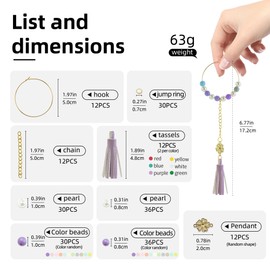 AOUXSEEM 12 Sets Beach Bag Tassels Charms Making Kit for Beginners,Tote Bag Decoration,Acrylic Beads Faux Leather Pendants for DIY Travel on Bag Accessories Supplies, Easy to Follow