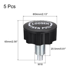 sourcing map Pull Pin Spring Knob Replacement Parts, M18 Adjustment Fitness Pull Pin Knob for Home Fitness Exercise Bike, Black 5Pcs