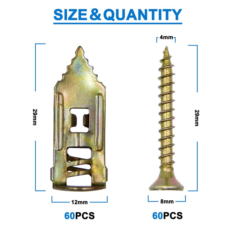 BESTYCHAO 120pcs Hammer Drive Anchor Kit, Drywall Self Drilling Anchor