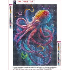 MXJSUA Octopus 5D Diamond Painting Kits for Adults, DIY Diamond Art Kits Full Round Drill Diamond Painting Kit for Kids Beginners, Crystal Picture Gem Art for Home Wall Decor 30x40cm