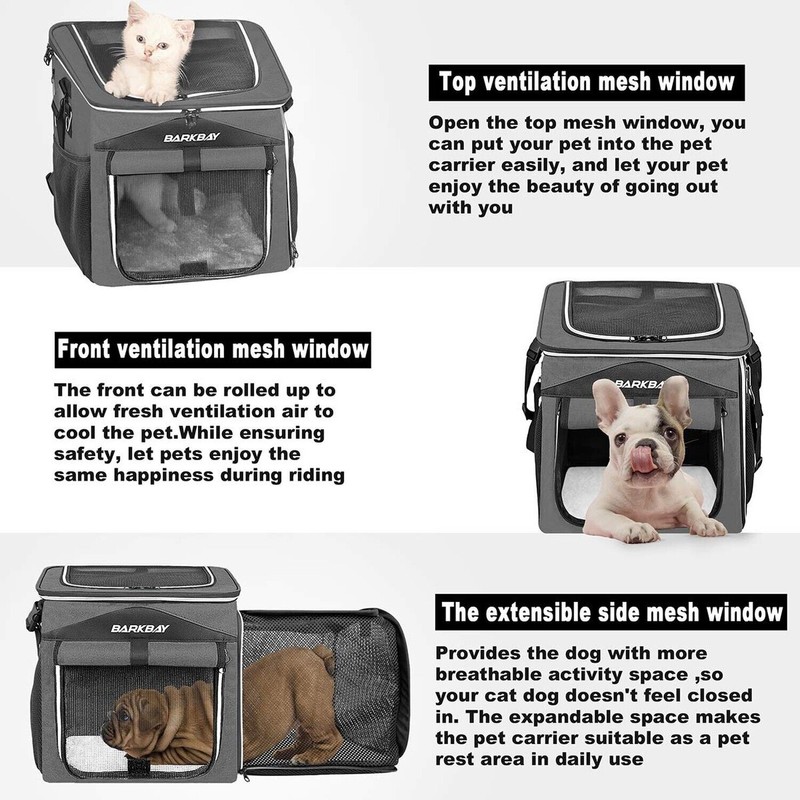 BARKBAY Dog Bike Basket Carrier, Expandable Foldable Soft-Sided Dog Carrier,