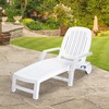 COSTWAY Lounge Chair Chaise Adjustable Recliner Weather Resistant White