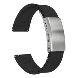 watchdives FKM Rubber Watch Strap, Cut to Size Fast Release Watch Band Soft Replacement Watchband with Milled Clasp for Men Women 18mm 19mm 20mm 21mm 22mm (Black, 18mm)