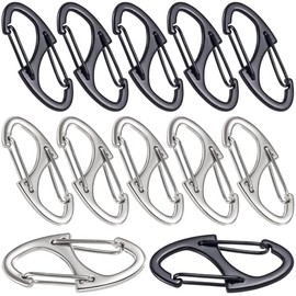 HINZIC 12pcs Anti Theft Zipper Locks, Dual Opening Theft Deterrent Clasps, Zipper Clips Replacement for Backpacks, Luggage, Clothing, Traveling Outdoor Sports- Black & Silver