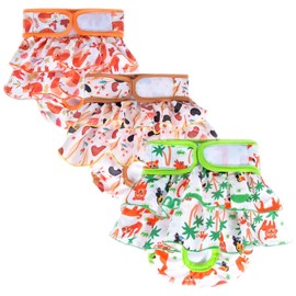 Reusable Dog Diapers Female, Pack of 3 Washable Highly Absorption Puppies Dogs Diapers for Period Heat Panties or Excitable Urination (Nature, M)