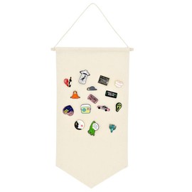 YeeMan Wall Hanging Brooch Jewelry Storage Case Canvas Display Stand Enamel Pin Display Banner Holder Earrings Necklace Glitter Pin Collection Organizer (Burlywood)