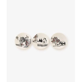 Afternoon Tea Living JF98 Dessert Plates, Set of 3 Mini Plates in Special Box/gobe Stamp White