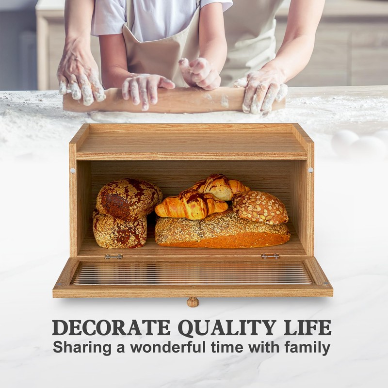 LOHASOK Bread Box for Kitchen Countertop Large Bread Box Farmhouse