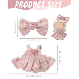 CHBCD Clothing Compatible with Lbubu Dolls, Clothing for 17 cm Rabubu Plush Cowl Outfit Bow Clips Bag Only Clothing for the 17 cm Mini Plush Dolls Plush Doll