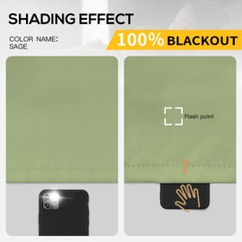 100% Blackout Curtains for Living Room, Thermal Insulated Blackout Curtains 63 inch Length Heat and Full Light Blocking Curtains Window Drapes for Bedroom with Black Backing, Sage, 2 Panels, W52 x L63