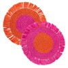 2 x Handmade Orange & Pink Colourful Raffia Placemats Vibrant