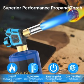 Propane Torch Head,Handy Cyclone Propane Torch Head with Push Button Igniter,Trigger Start Gas Torch Fuel by Propane MAPP MAP PRO Gas Cylinder for Welding Soldering Brazing Cooking Glass Beads DIY